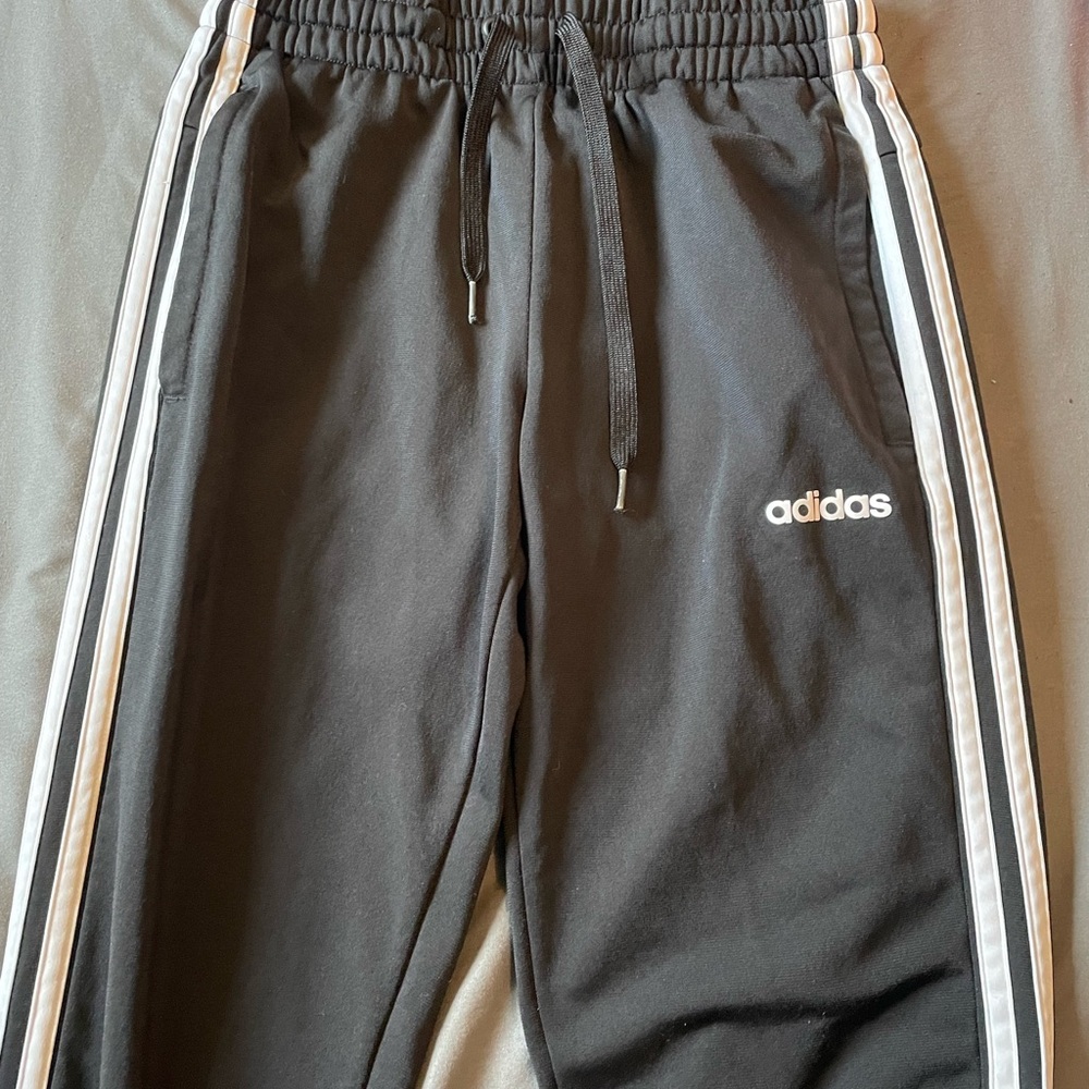 Adidas Black Sweatpants with Signature Stripes